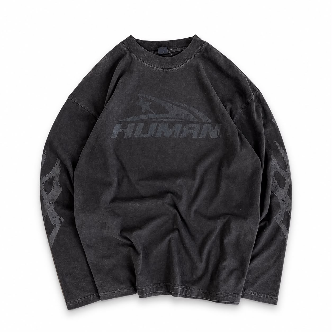 Manga larga Human, teñido washed vintage